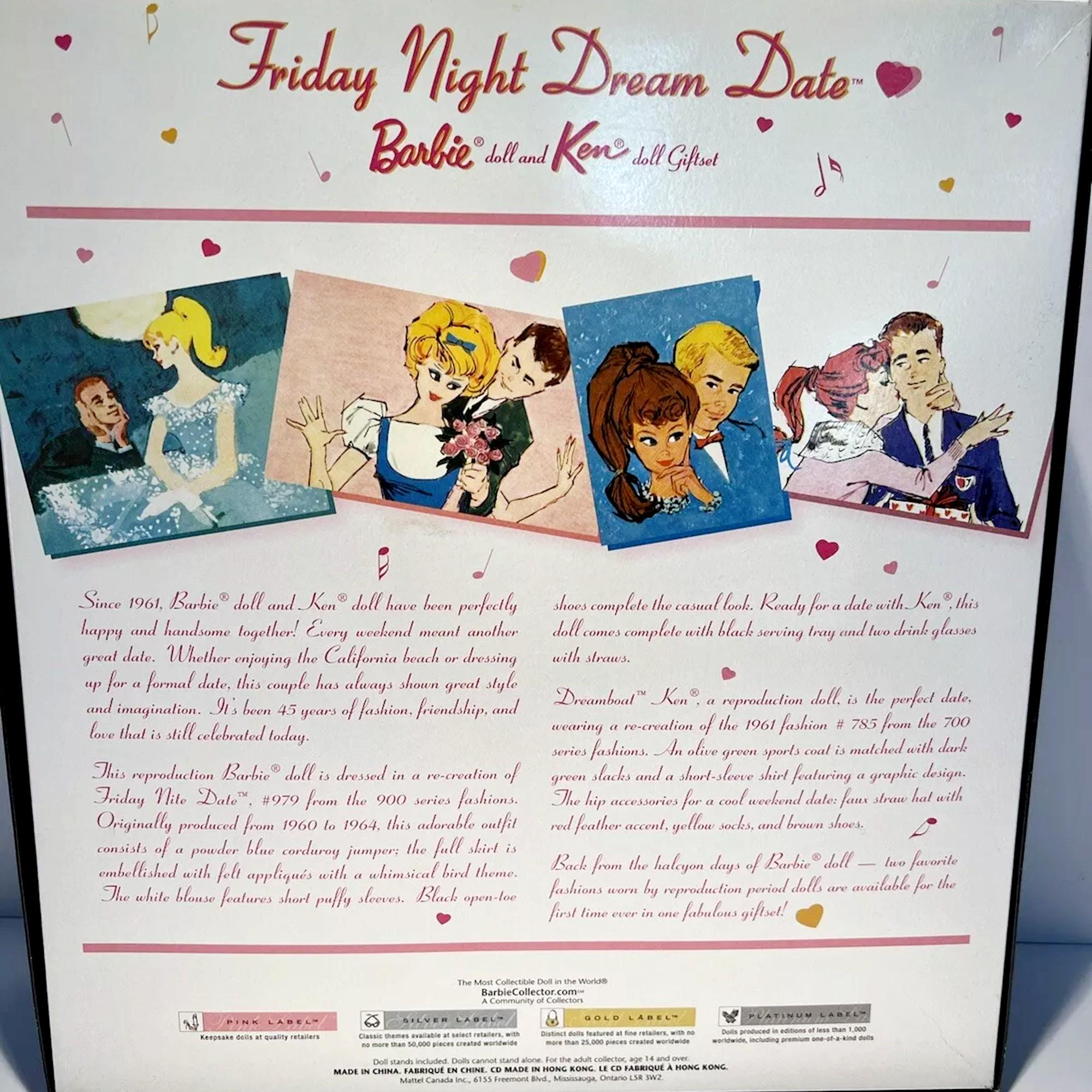 Gold Label Barbie & Ken Dolls, NRFB New Mattel 1960s Reproduction 