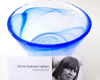 KOSTA BODA Sweden Blue Bowl, Ulrica Hydman-Vallien Kosta Boda MINE Bowl, Modern Handmade Blue Bowl