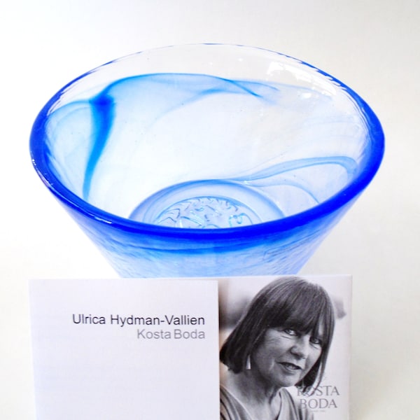 KOSTA BODA Sweden Blue Bowl, Ulrica Hydman-Vallien Kosta Boda MINE Bowl, Modern Handmade Blue Bowl