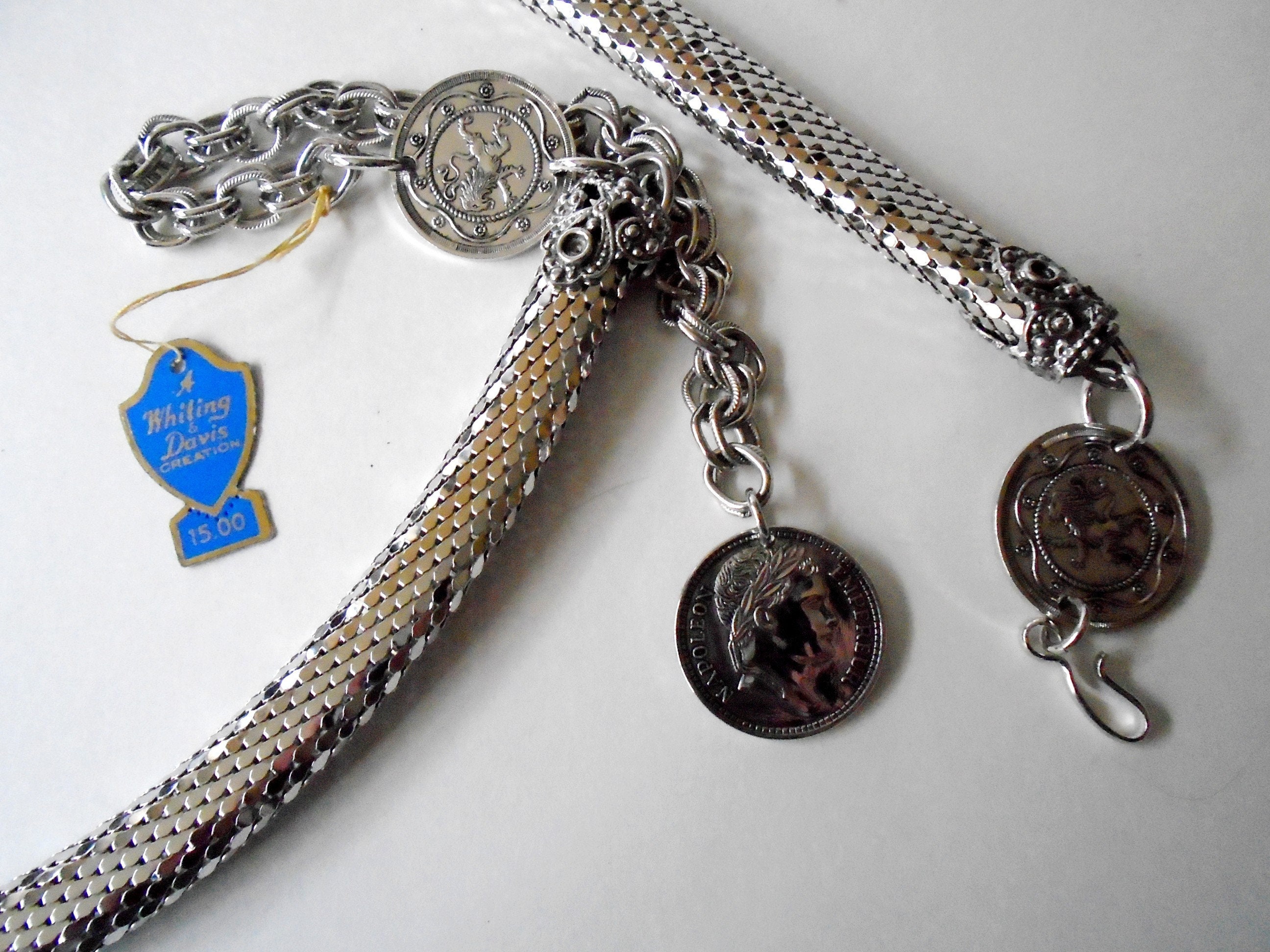 Vintage silver Roman coin dress belt metallic mesh medallion RARE boho chic Boho Coin Silver Belt - Etsy main image 3