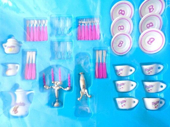 Vintage Barbie Dinner Party Set for Six, RARE 90's Tootsietoy
