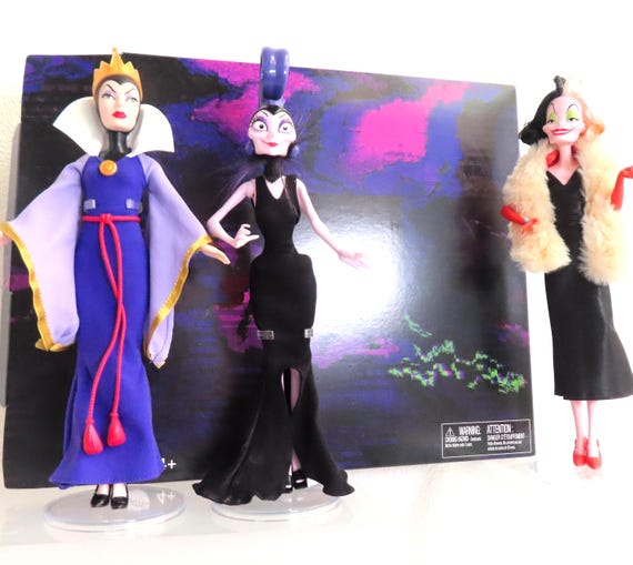 DISNEY DOLLS VILLAINS, New Mattel Box, 3 Villians Evil Queen