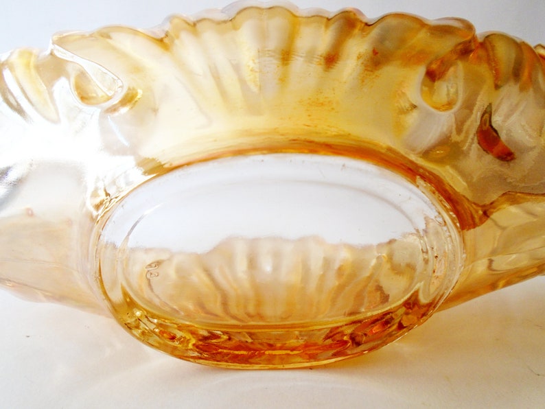 Marigold Carnival Glass Oblong Centerpiece Bowl Dish Vintage Etsy