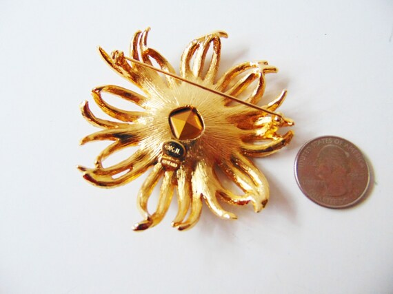 KJL Black and White Crystal Flower Pin, Kenneth J… - image 5
