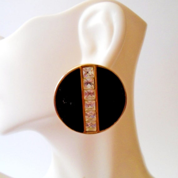 SAL Swarovski Black Crystal Clip Earrings, SAL Ena
