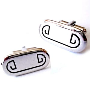 HICKOK USA Silver Tone Cuff Links, Art Deco Hickok Silver Tone Etched Toggle Cuff Links, Vintage Mens Jewelry