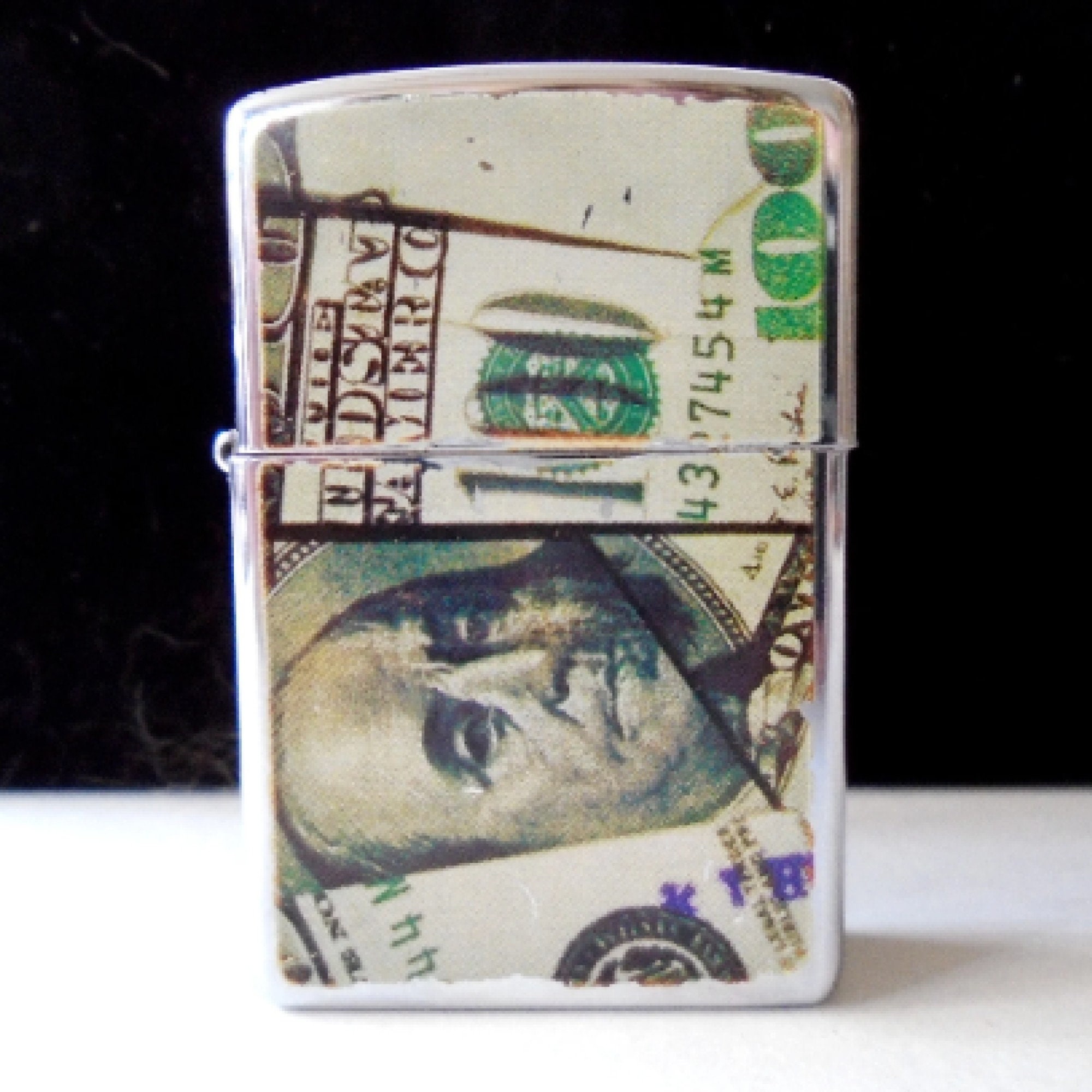 Zippo Hundred Dollar Bill Lighter, Vintage Benjamins Zippo Zippo Hundred Dollar Bill Lighter, Vintage Benjamins Zippo