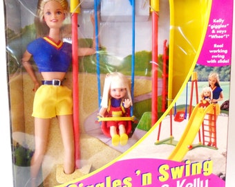 Barbie and Kelly Giggles n Swing Set, Barbie and Kelly Swingset Gift Set, 1999 Barbie and Kelly Swing and Slide Set