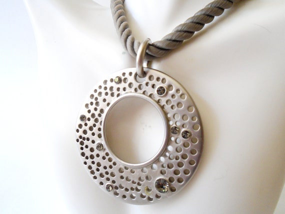 Chico's Silver Rhinestone Pendant Necklace and Pi… - image 2