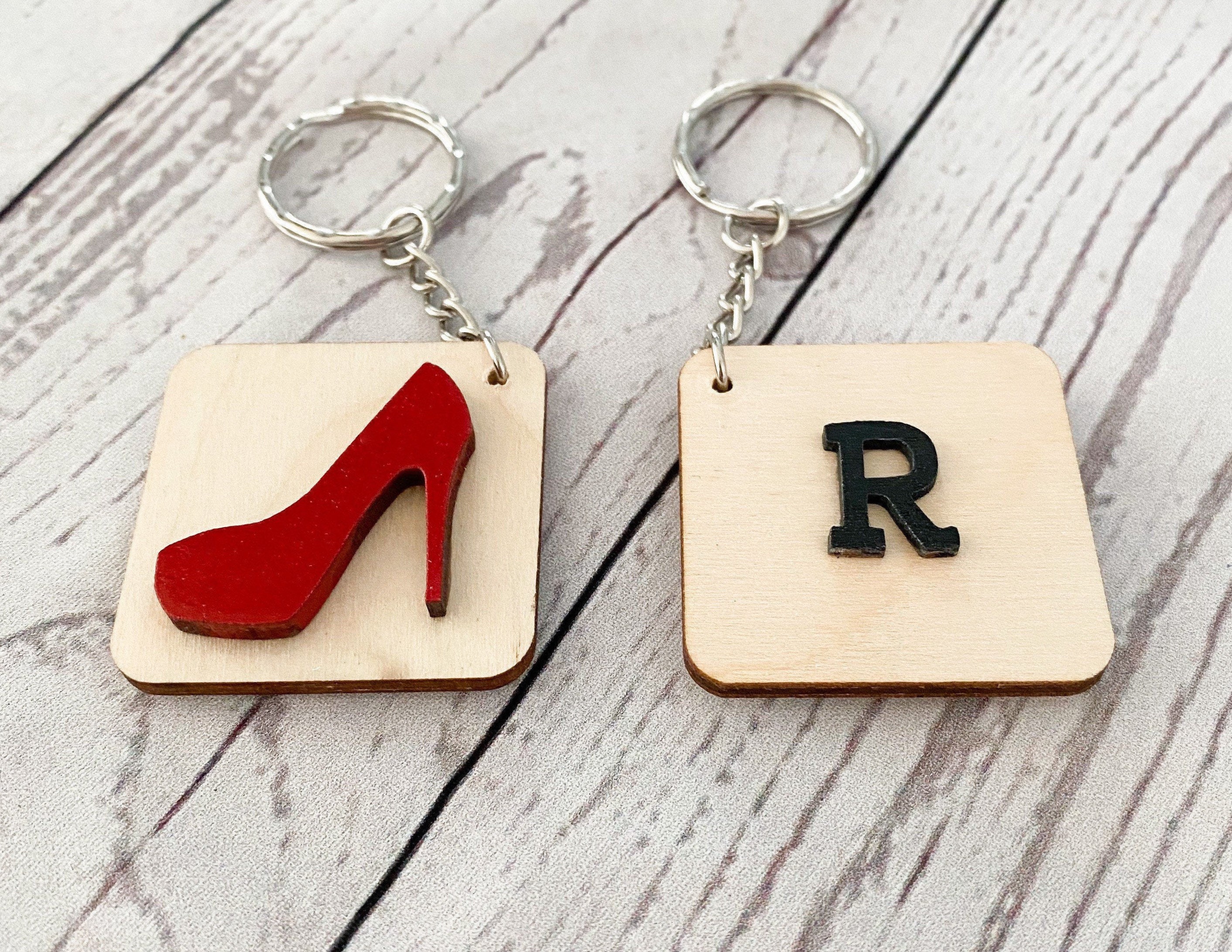 Shoe keyring with personalised initial large 4cm keyring Etsy