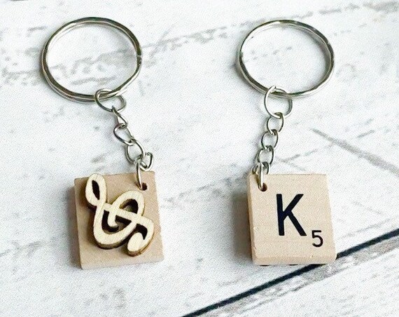 Key Ring Note Letter Tile Keyring With Music Note Embellishment on Back - Etsy
