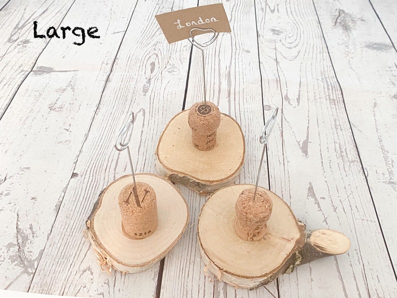 Cork table name holders made from champagne corks and wood Etsy