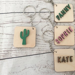 Cactus keyring with personalisation - large 4cm keyring - alphabet keyring perfect for small gift or party/wedding favour