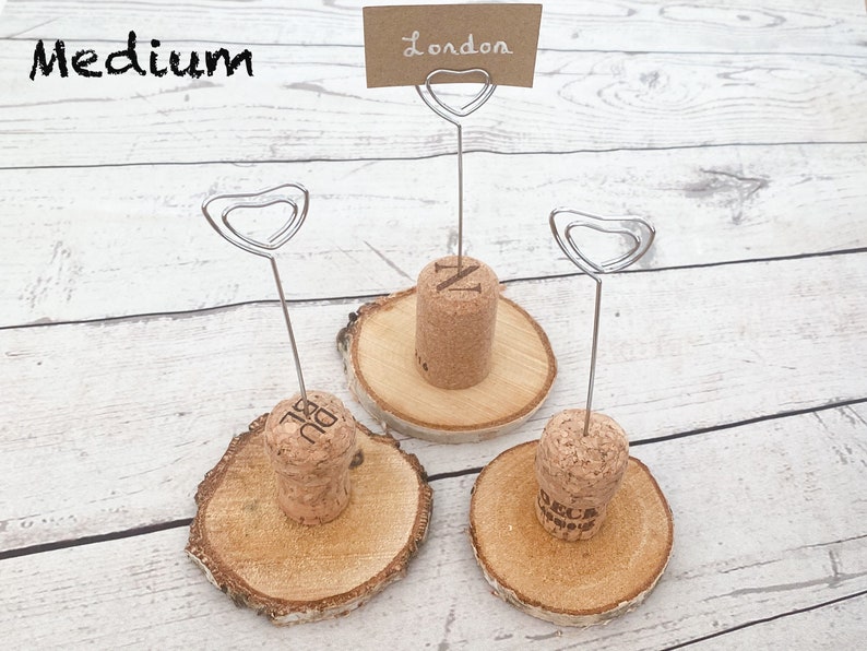 Cork table name holders made from champagne corks and wood Etsy