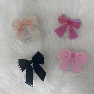 Coquette Bow Kindle Grip Bow Phone Grip Pink Bow Black Bow Cream Bow Cute Kindle Grip Phone Stand Trendy Hair Bow image 2