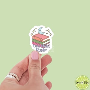 Late Night Reader Book Stack Vinyl Sticker | Book Stickers | Kindle Stickers | Bookish Stickers | Gift for Book Lover | Trendy Stickers