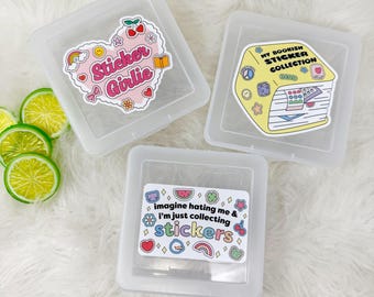 Sticker Box | Kindle Stickers Holder | Sticker Storage Box | Clear Box | Gift for Book Lover |  Organizer for Stickers