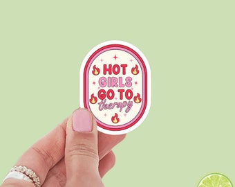Hot Girls Go to Therapy Sticker | Book Sticker | Girly | Water Bottle Sticker | Bookish Stickers | Kindle Sticker | Book Lover | Retro