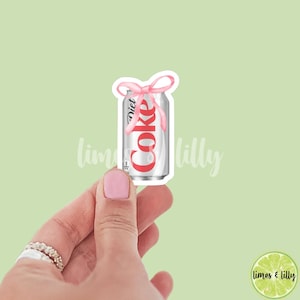 Diet Cola Can Coquette Bow Sticker | Soda Sticker |  Girly Sticker |  Kindle Sticker | Bookish Stickers | Trendy Stickers |