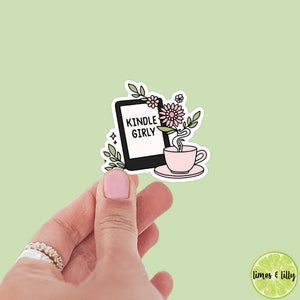 Kindle Girlie Coffee Tea Floral Kindle Sticker | Kindle Sticker | Book Club | Bookish Sticker | Funny | Die Cut | Decal | Pink Stickers