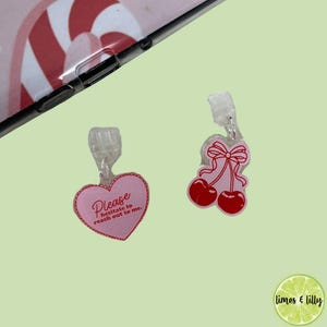 Kindle Charm, Phone Charm, USB Charm, Cherry Heart, Kindle Dust Plug Charm, Bookish Merch, Bookish Gifts, USB Plug, Kindle Accessories