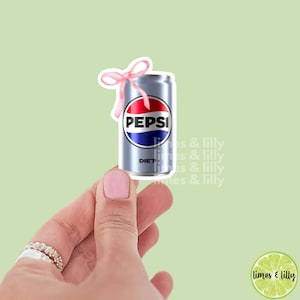 Diet Cola Soda Can Coquette Bow Vinyl Sticker | Soda Sticker |  Girly Sticker |  Kindle Stickers | Trendy Stickers |