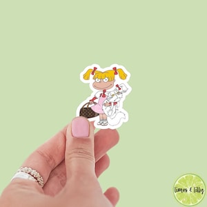 Angelica Rug Rats Cartoon Sticker | Funny Y2K 90s Sticker | Retro Sticker | Nostalgia Vinyl Sticker | Kindle Stickers | Trendy Stickers
