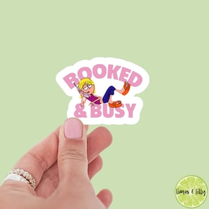 Y2K 90s Lizzie Cartoon Vinyl Sticker| Booked & Busy | Bookish Stickers | Kindle Stickers | Decal | Water Bottle Sticker | Nostalgia