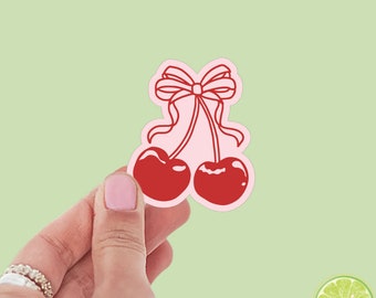 Coquette Cherry Pink Sticker | Girly Sticker | Cute Sticker | Kindle Sticker | Bookish Sticker |  Cute Stickers