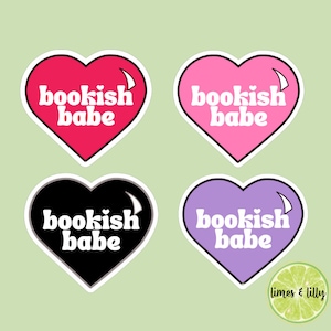 Bookish Babe heart bookish stickers, book lover, book stickers, kindle, laptop, romance reader, booktok, smut stickers, smutty