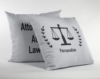 Personalize Attorney Pillow and Pillow Case - 2 Sided - Attorney Gift, Lawyer Gift Law Office Pillow Law Firm Gift Gift for Lawyer Attorney