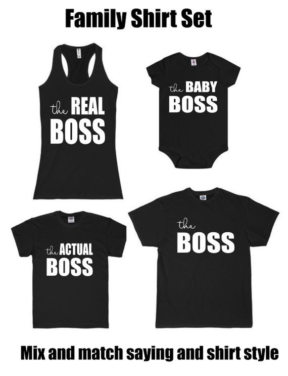 Funny Cute Daddy and Baby Matching T-Shirt and Bodysuit Set Boss and Real Boss
