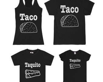 Taco & Taquito Shirts for Father Son Mens Women's Children's, Kids, Toddler, Dad Baby Matching Shirt Set Matching Outfit Funny Cute Saying