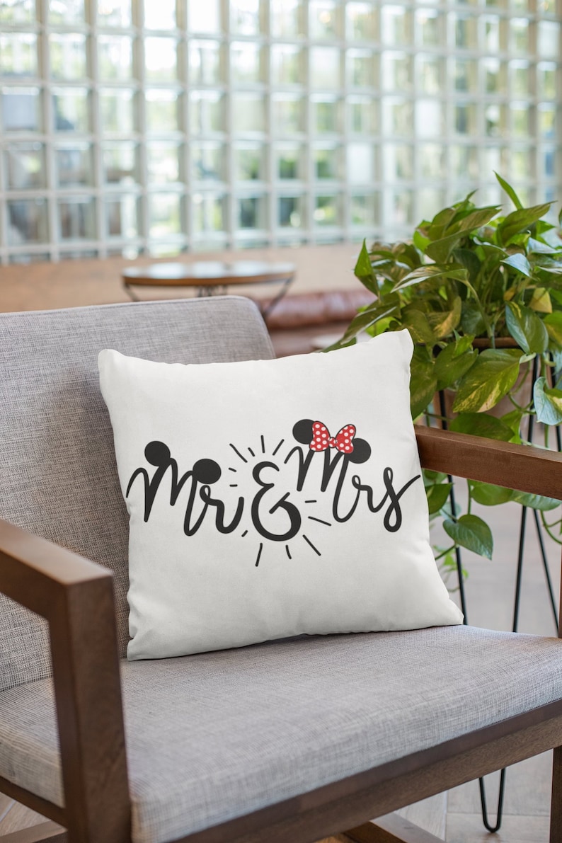Wedding Gift Mickey and Minnie Pillow His and Hers Gift and Mrs Anniversary Gift Gift for Couple Mr Disney Pillow and Pillow Case