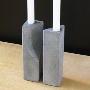 Hewn Candle Holder Set – Modern Concrete Candle Holders / Minimalist Design / Dining Room Décor
