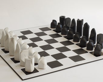 Battlement Chess Set - Modern, Minimalist, Hand-crafted Architectural Concrete (Optional Board)