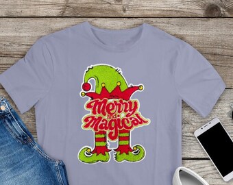 Merry and Magical Elf Chenille Christmas Patch