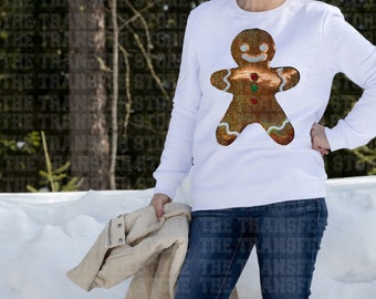 Sequined Gingerbread Man Christmas Patch