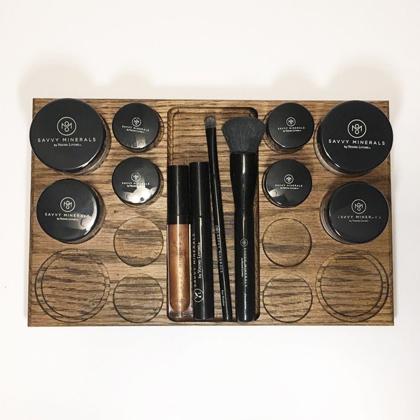 RESERVED FOR ANDREA - Large Makeup Tray V2 - Wooden mineral makeup organizer - Perfect for Young Living Savvy Minerals