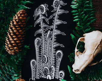 Ferns Patch // Botanical Art Printed on Canvas for Jacket and Wall Art