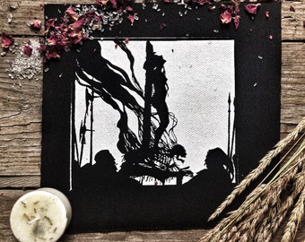 Death of the Witch Patch // Gothic Art Screen Printed on Canvas for Jackets and Wall Art