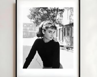 Audrey Hepburn Vintage Matte Vertical Poster, Black and White Giclée Print
