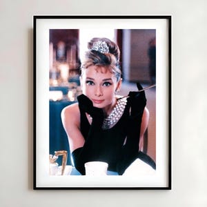 Elegant Vintage Movie Poster, Audrey Hepburn Wall Art, Classic Home Decor, Glam Office Decor, Gift for Film Lovers, Breakfast at Tiffany&#39;s