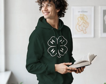 Sudadera con capucha Green Clover 4H: sudadera de mezcla de algodón Gildan