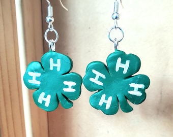 Pendientes colgantes de arcilla polimérica 4H Pendientes hipoalergénicos de acero inoxidable.