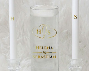 Personalized Floating Wedding Unity Candle Set Second Marriage