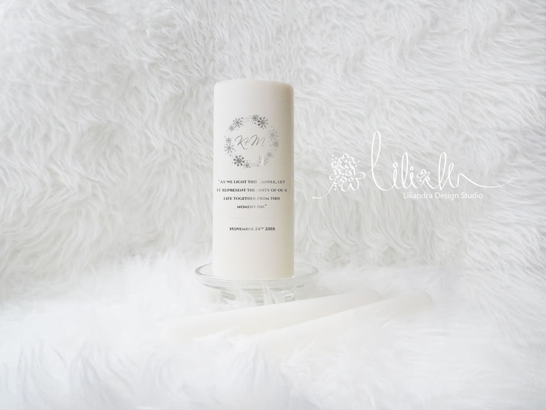 Personalized snowflake wedding Candle set Elegant Winter Unity candle set Perfect gift,3 piece set Unity candle ceremony set
