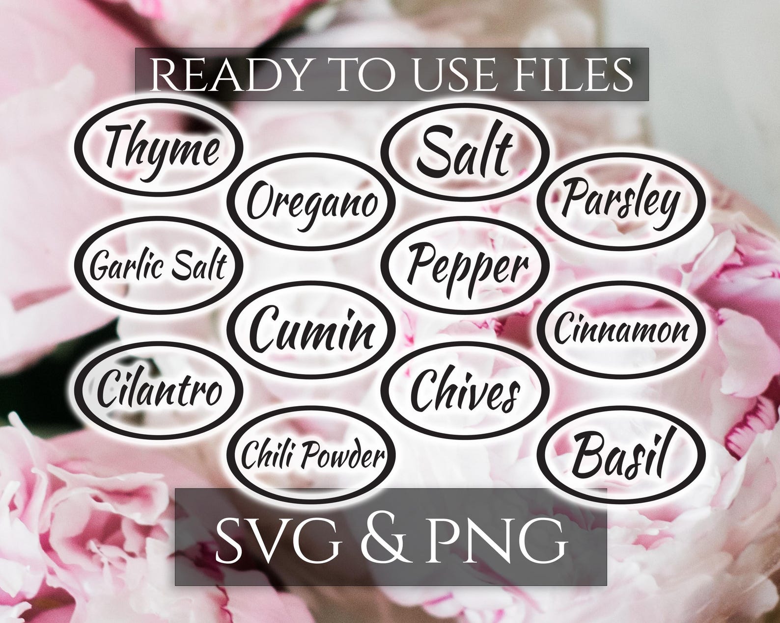 Spice Jar Labels Spices SVG Kitchen SVGs SVG Labels Etsy