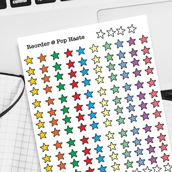 136 Teeny Tiny Star Stickers - Little Rainbow Color Star Stickers, Reminder Stickers, Planner Stickers, Calendar Stickers