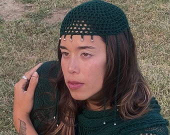 Der Willow Mesh Crochet Headpiece-Hut